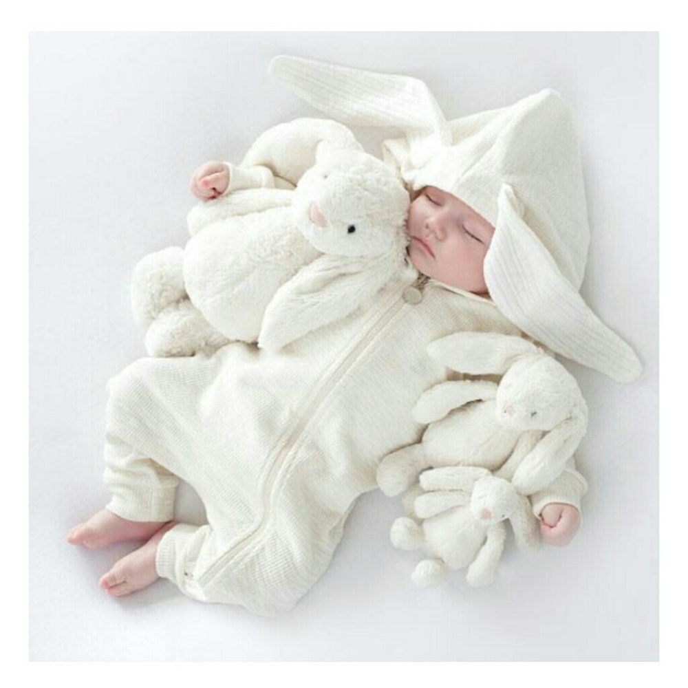 NWT Baby Sleeper Pajama Cream Bunny Ear Romper